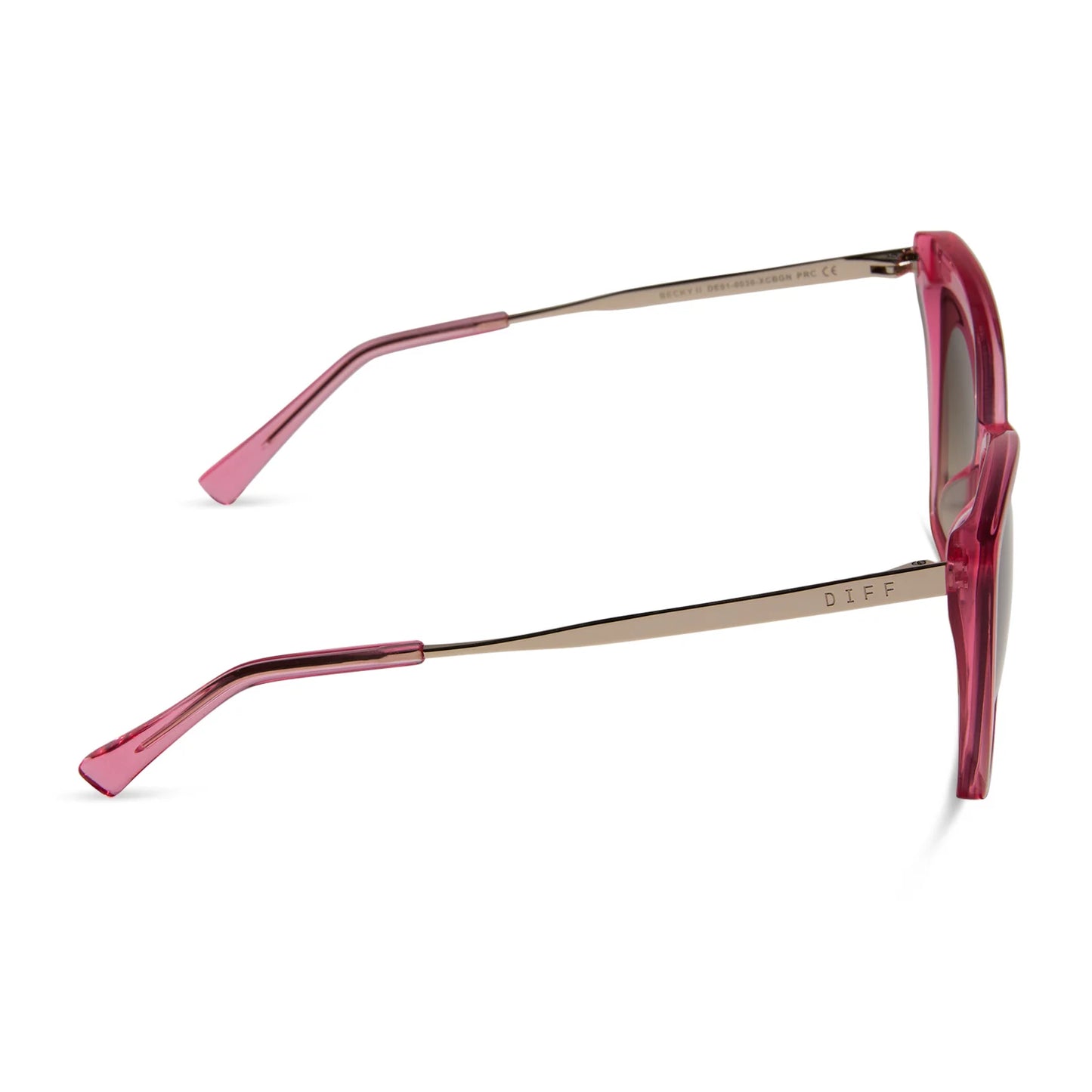 DIFF Eyewear - Becky II - Candy Pink Crystal Brown Gradient Sunglasses