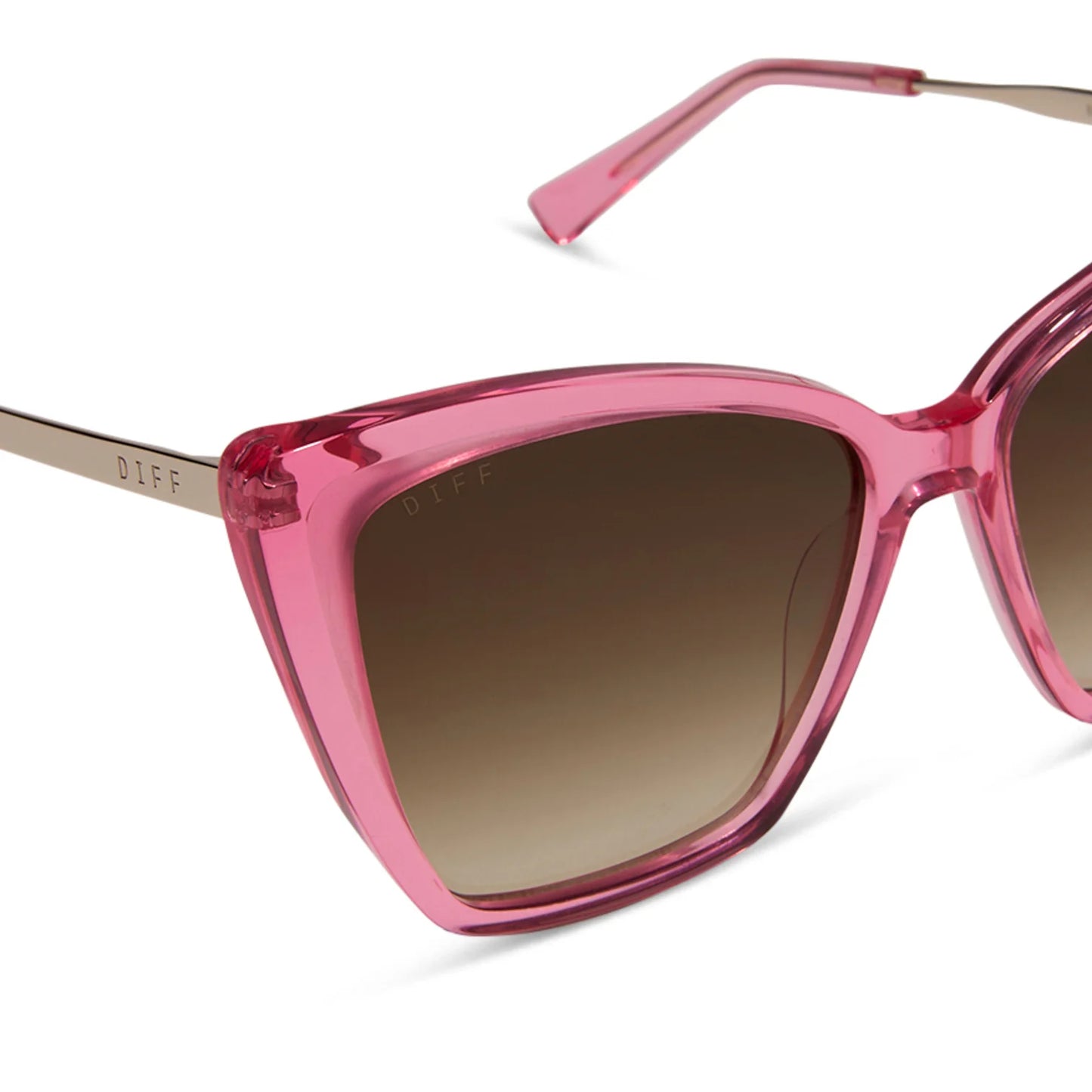 DIFF Eyewear - Becky II - Candy Pink Crystal Brown Gradient Sunglasses