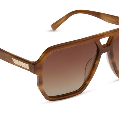 DIFF Eyewear Cameron - Tawny Tortoise Brown Gradient Polarized Sunglasses