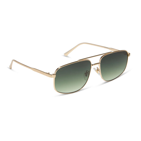 DIFF Eyewear Charley - Brushed Gold Aloe Green Gradient Sunglasses