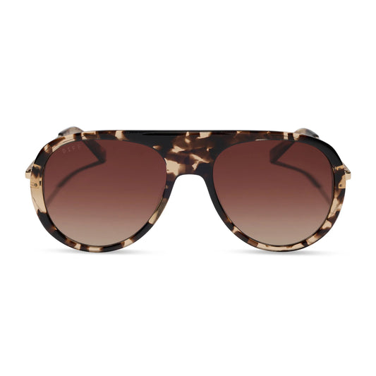 DIFF Eyewear Cleo - Espresso Tortoise Brown Gradient Polarized Sunglasses