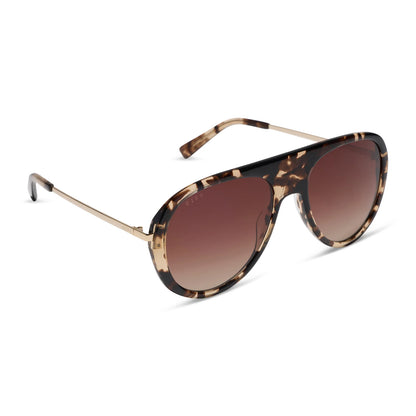 DIFF Eyewear Cleo - Espresso Tortoise Brown Gradient Polarized Sunglasses