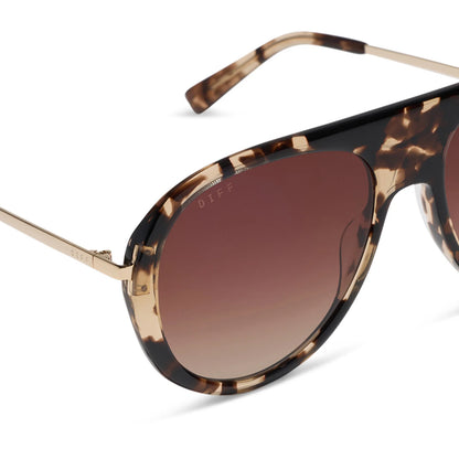 DIFF Eyewear Cleo - Espresso Tortoise Brown Gradient Polarized Sunglasses