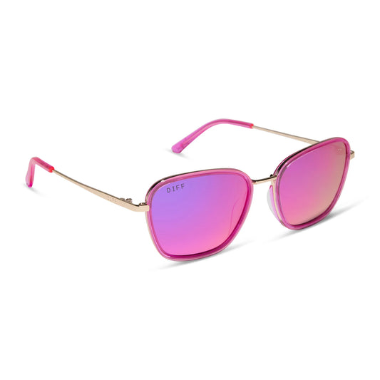 DIFF Eyewear Hope - Hot Pink Hot Pink Mirror Sunglasses