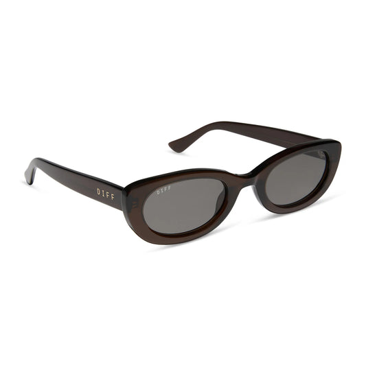 DIFF Eyewear Raya - Chocolate Crystal Grey Polarized Sunglasses