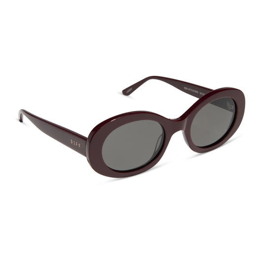 DIFF Eyewear Lainey - Dark Cherry Lacquer Grey Sunglasses