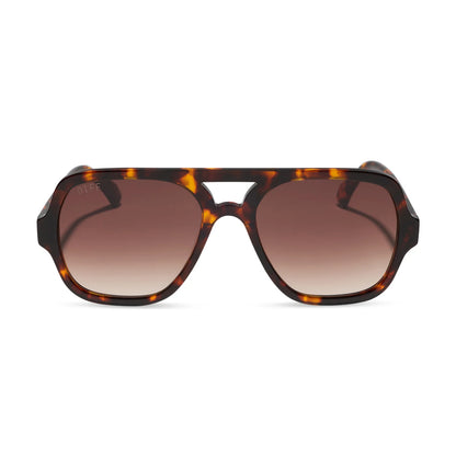 DIFF Eyewear Layton - Rich Tortoise Brown Gradient Polarized Sunglasses