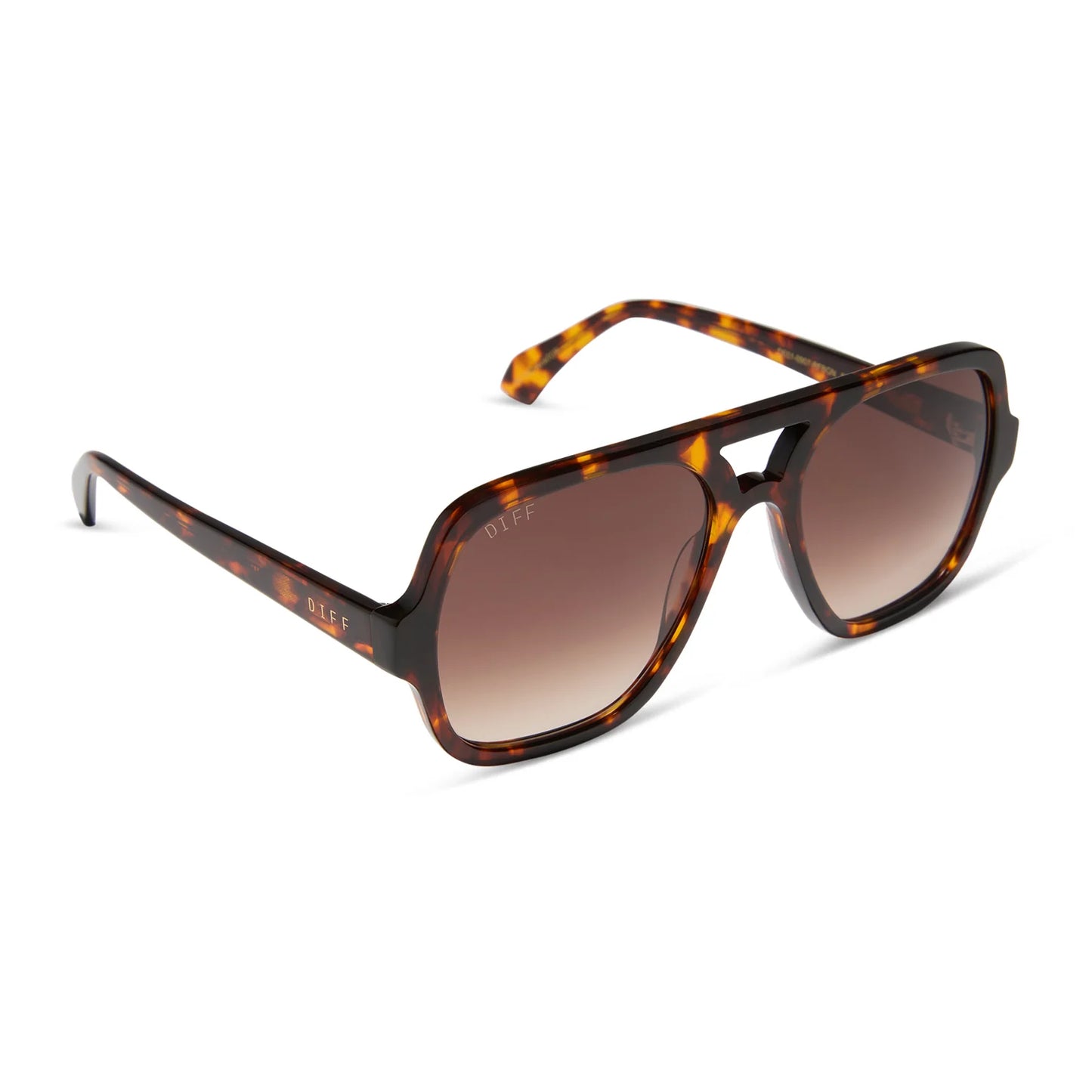 DIFF Eyewear Layton - Rich Tortoise Brown Gradient Polarized Sunglasses