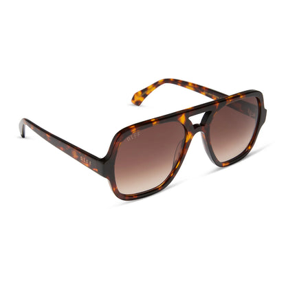 DIFF Eyewear Layton - Rich Tortoise Brown Gradient Polarized Sunglasses
