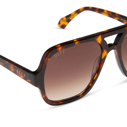 DIFF Eyewear Layton - Rich Tortoise Brown Gradient Polarized Sunglasses