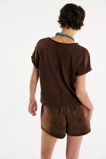 Free People Take 2 Tee Shirt - Double Espresso Combo
