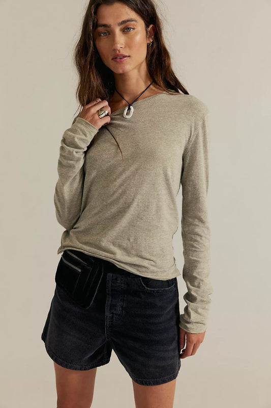Free People Nova Long-Sleeve Tee Shirt - Caiman