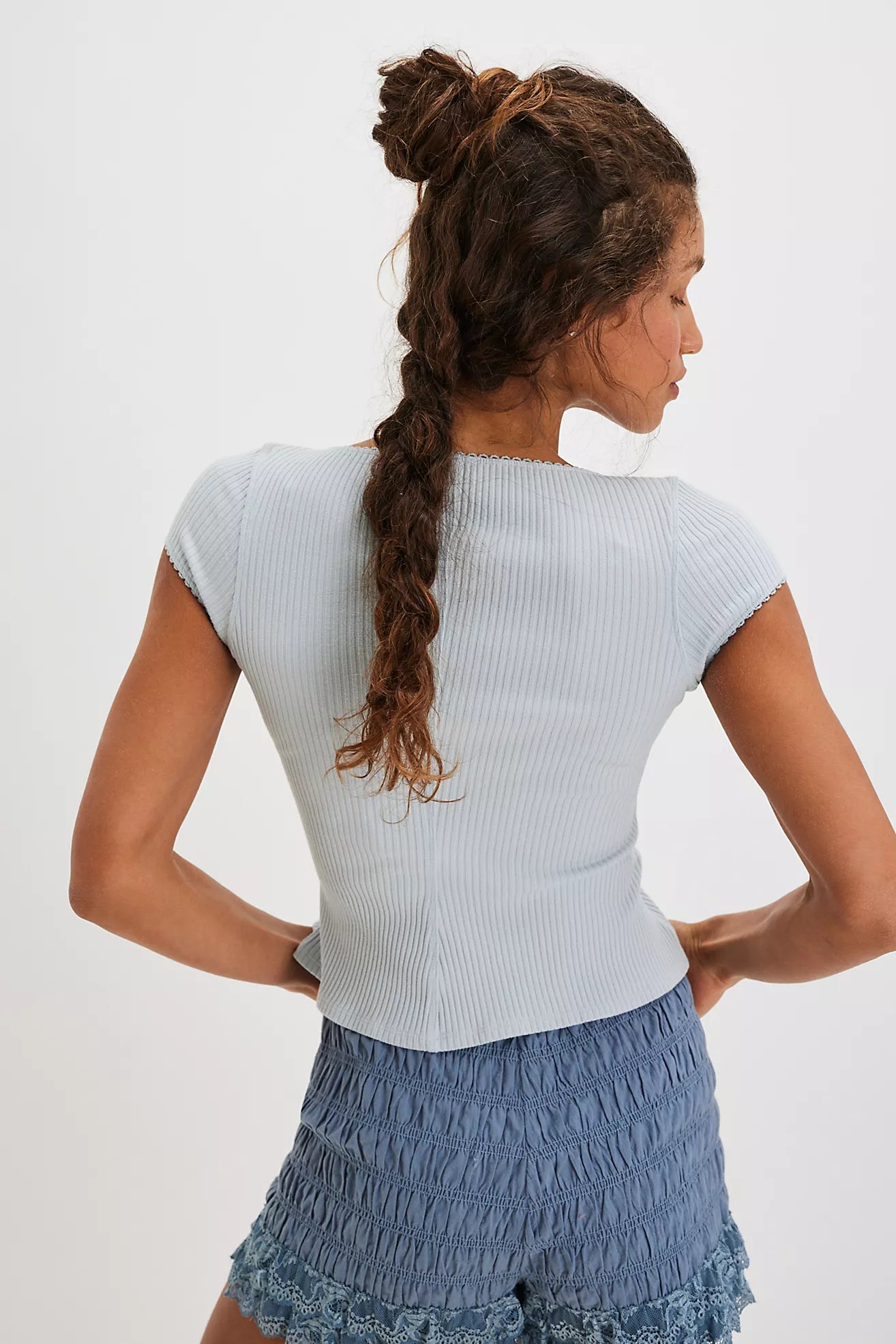 Free People Most Wanted Cardi Sweater Top - #77 Baby Blue
