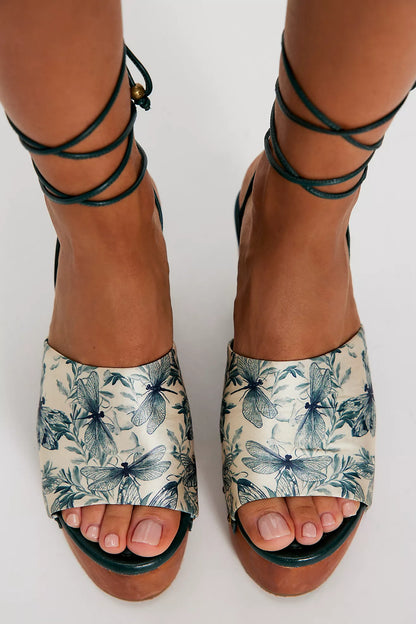 Free People Front Row Printed Wrap Clog - Dragonfly Bandana