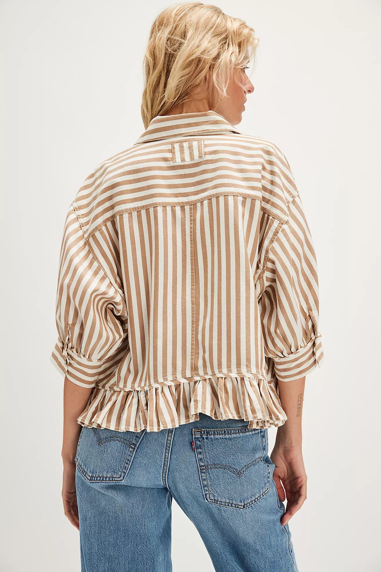 Free People Bailey Stripe Shirt - Neutral Combo