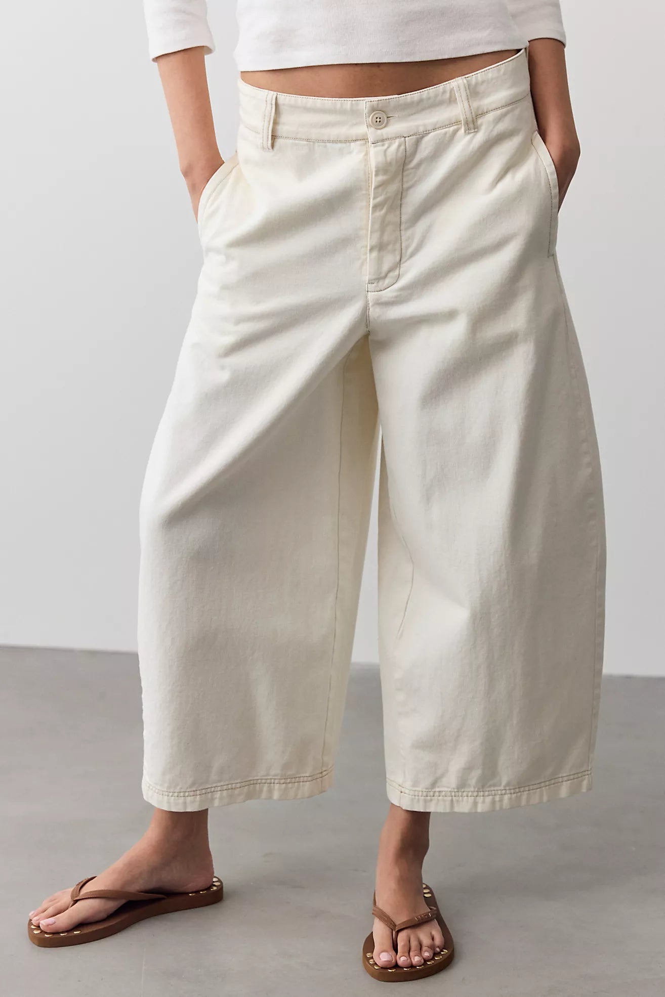 Free People Lay Down Chino Trousers - Clean Ivory
