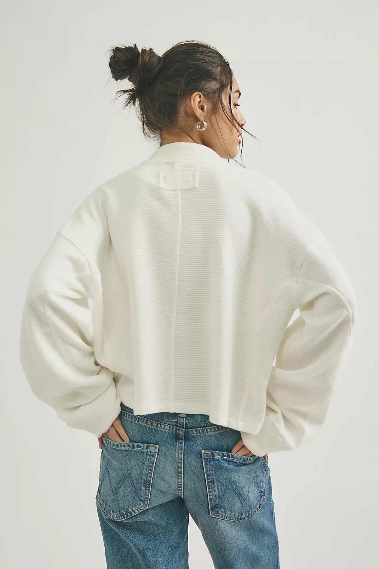 Free People Celeste Quarter Zip Top - Clean Ivory