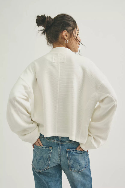 Free People Celeste Quarter Zip Top - Clean Ivory