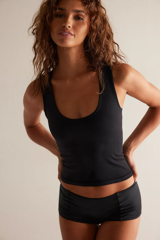Free People Clean Lines Muscle Cami Top - Black