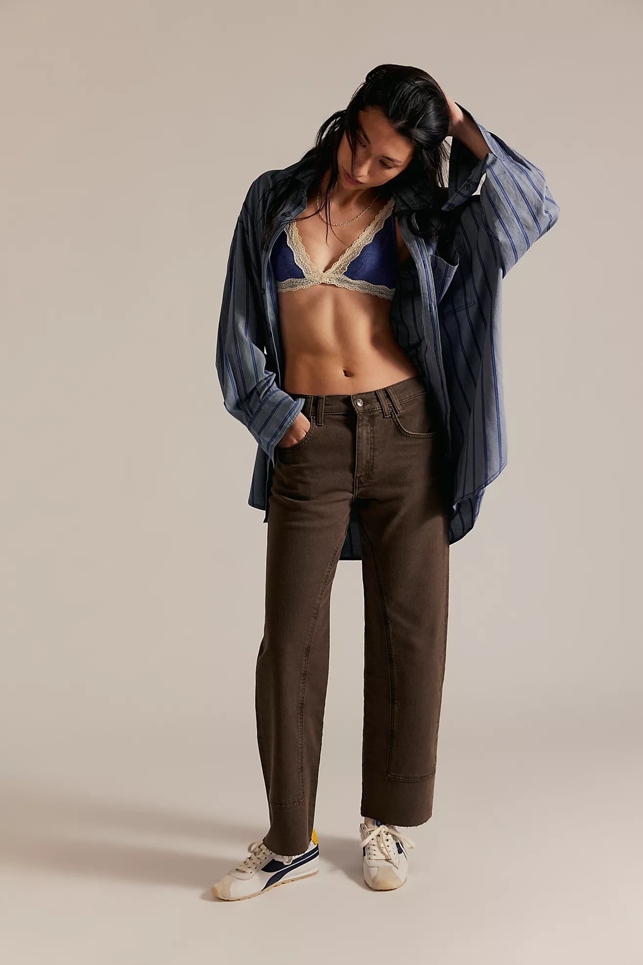Free People Risk Taker Mid-Rise Jeans - Workwear Brown