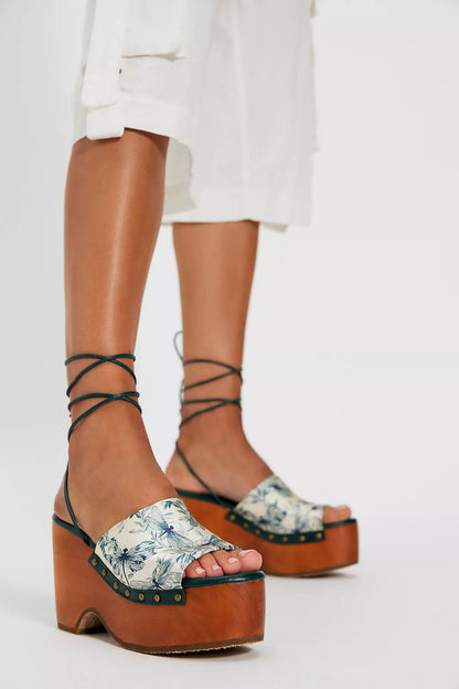 Free People Front Row Printed Wrap Clog - Dragonfly Bandana