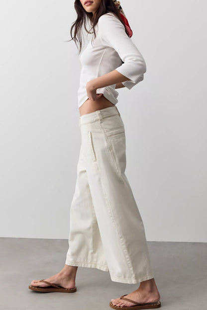 Free People Lay Down Chino Trousers - Clean Ivory