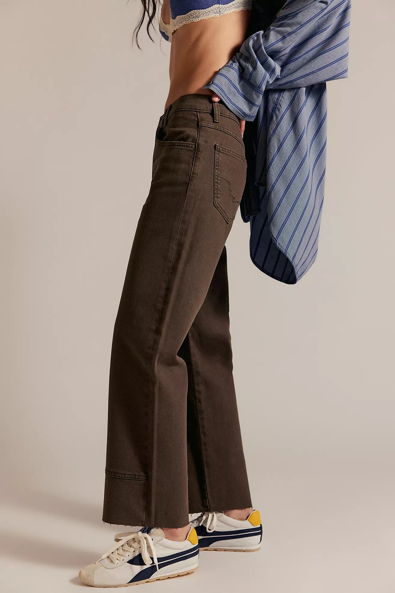 Free People Risk Taker Mid-Rise Jeans - Workwear Brown