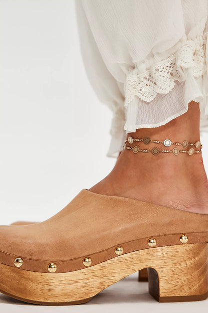 Free People Calli Platform Clogs - Tan Leather