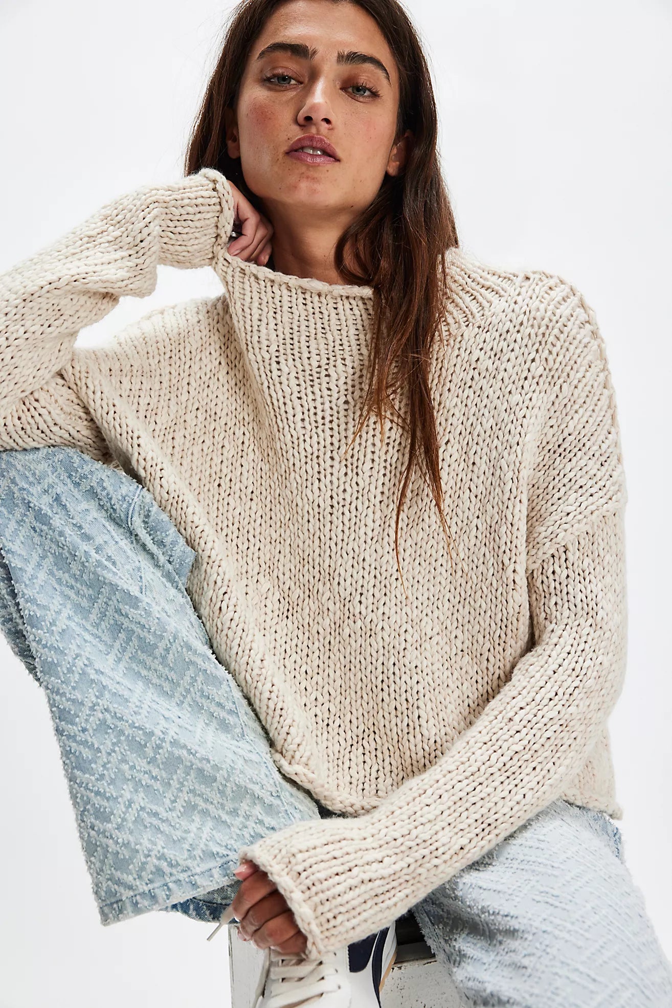 Free People Opal Rollneck Knit Sweater - Tea