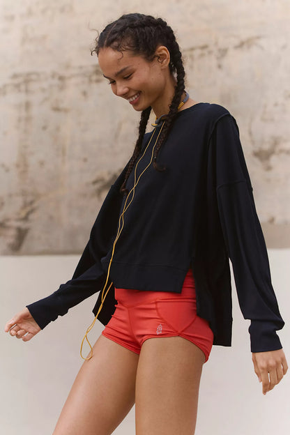 Free People All My Love Long Sleeve Top - Black