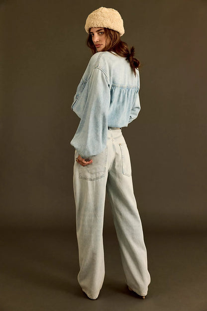 Free People Truro Baggy Puddle Jean - Beach Please
