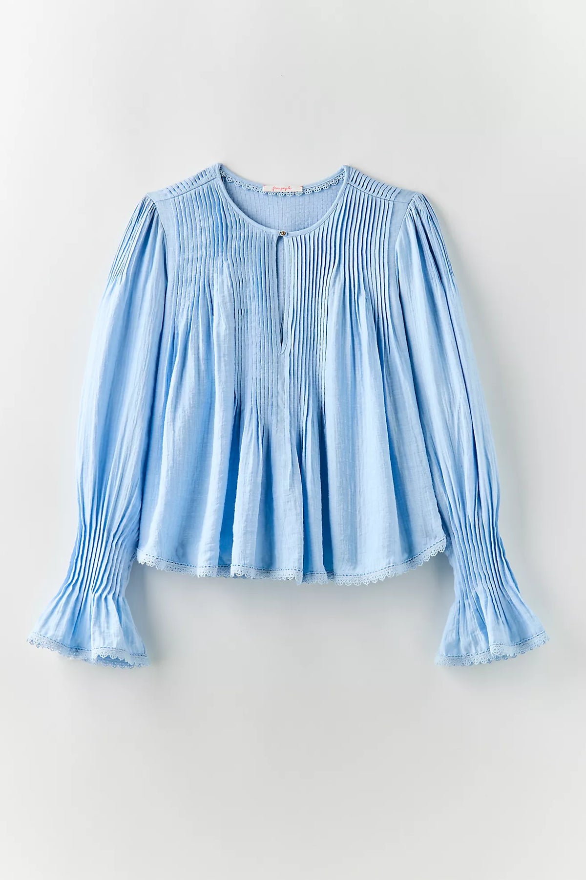 Free People Thousand Pintucks Blouse - Poplin Blue