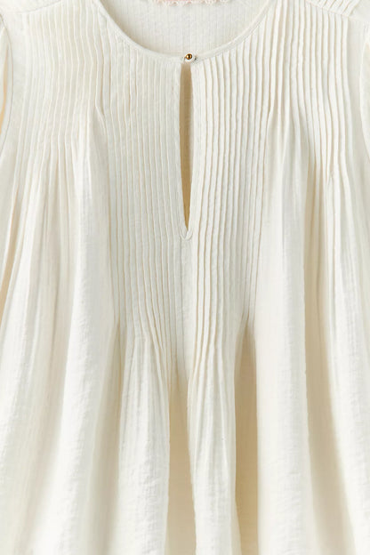 Free People Thousand Pintucks Blouse - Clean Ivory