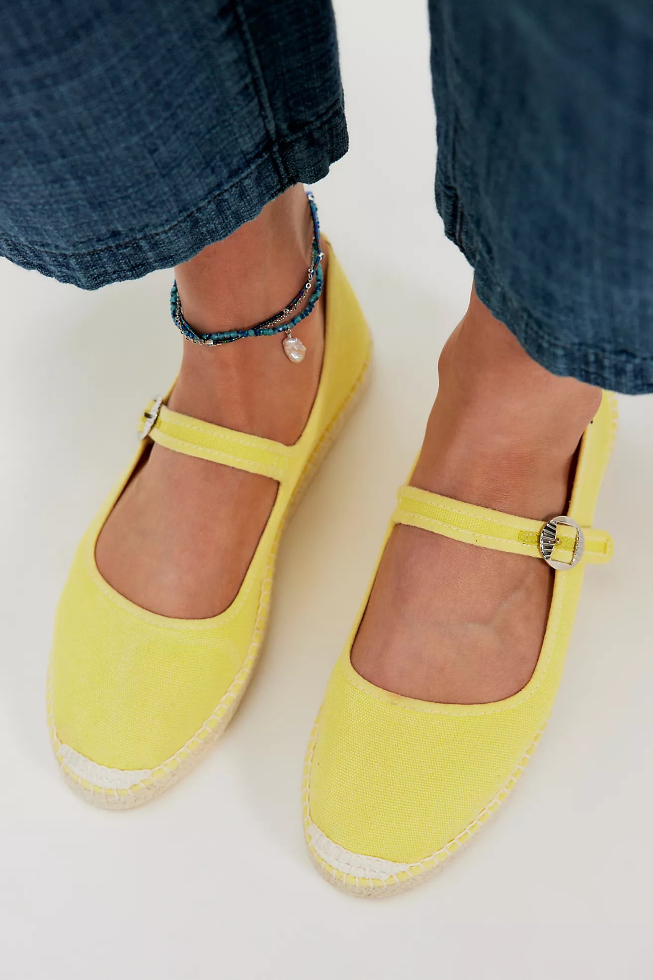 Free People Oasis Mary Jane Espadrille Shoes - Sunkissed Yellow