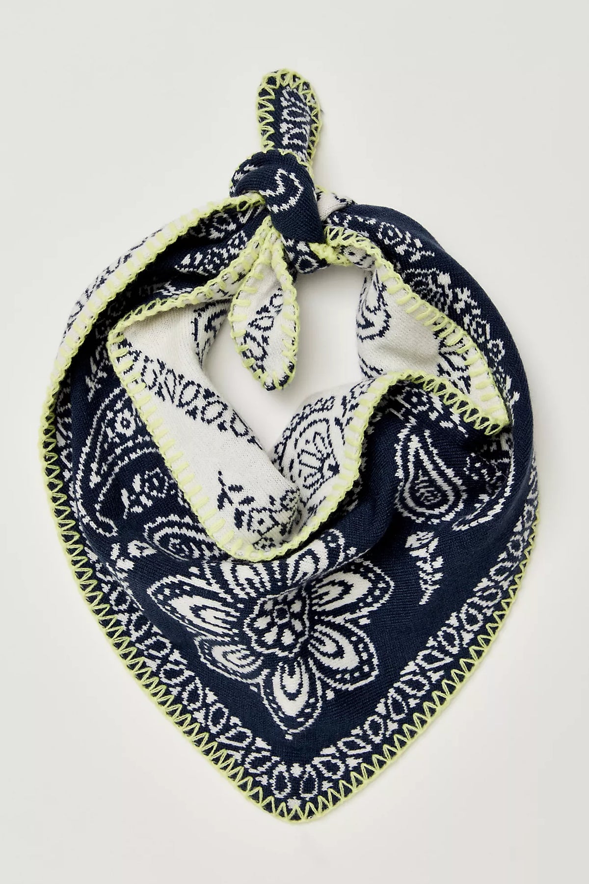 Free People Carmen Knitted Triangle Bandana Scarf - Denim Jeans