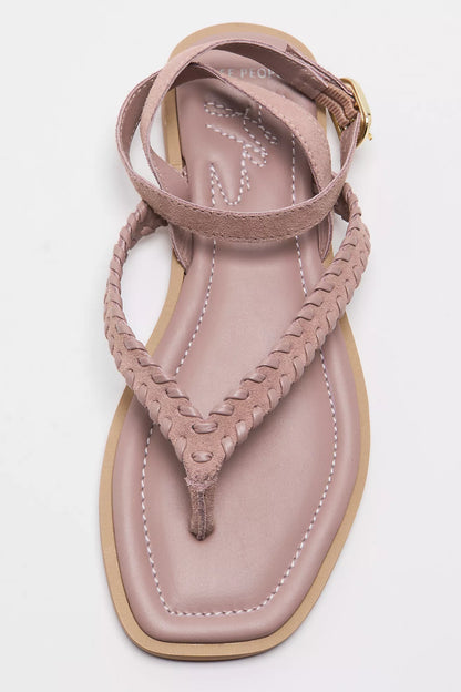 Free People Waverly Whipstitch Thing Sandal - Pearl Blush Suede Combo