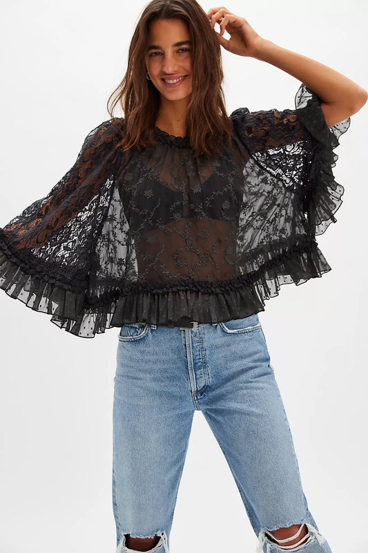 Free People Carly Cape Top - Bitumen
