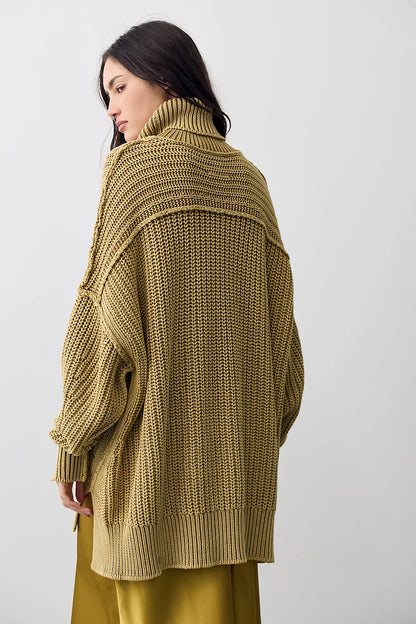 Free People Worn Thru Turtleneck Sweater - Golden Eagle