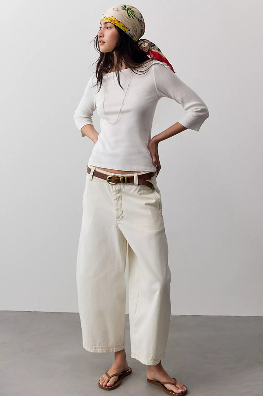 Free People Lay Down Chino Trousers - Clean Ivory