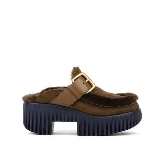 Plia Amber Shearling Clog - Choco