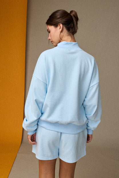 Mock Neckline Oversized Lounge Set - Sky Blue