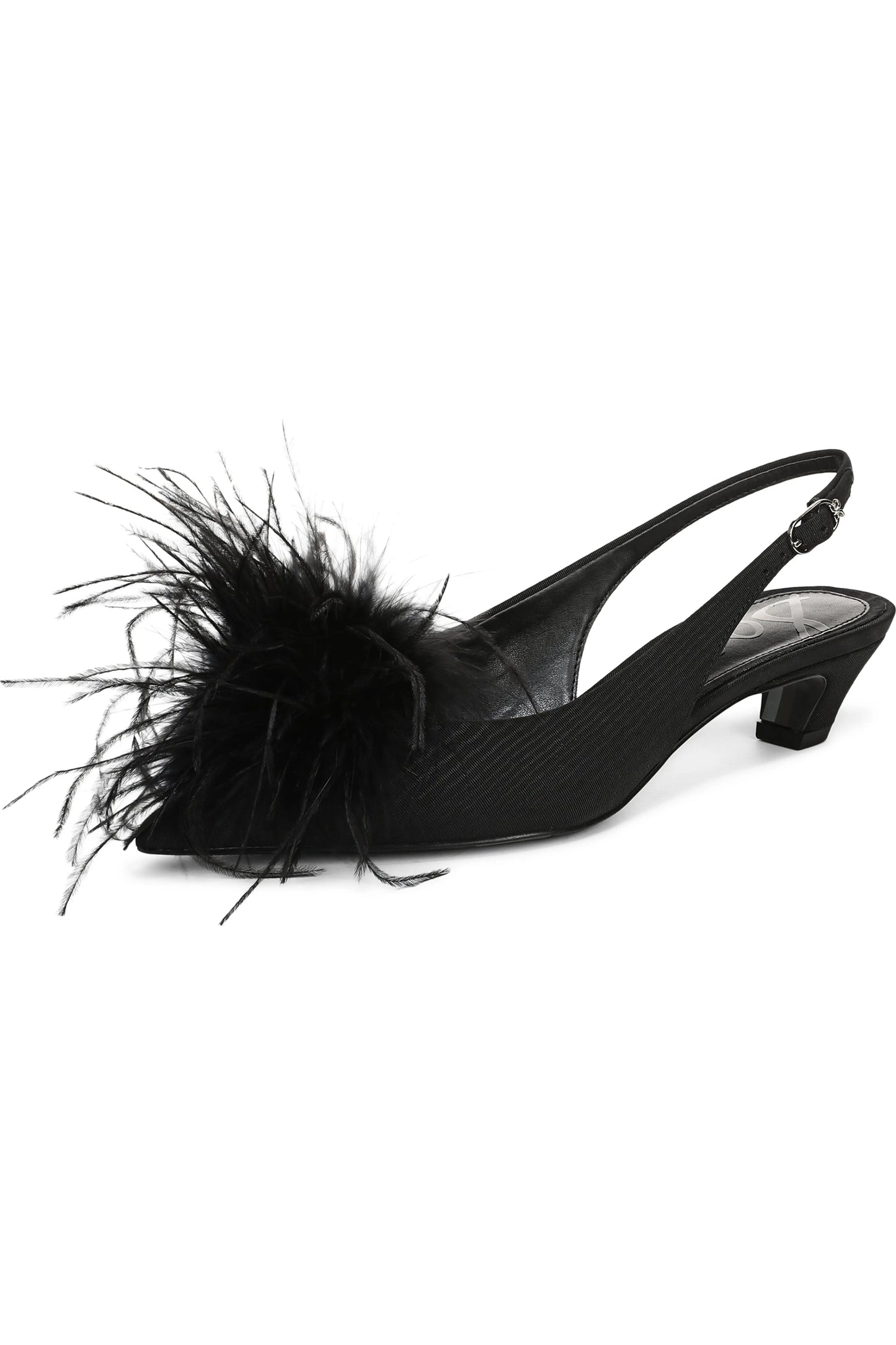 Finch Feather Slingback Pump Shoe - Black