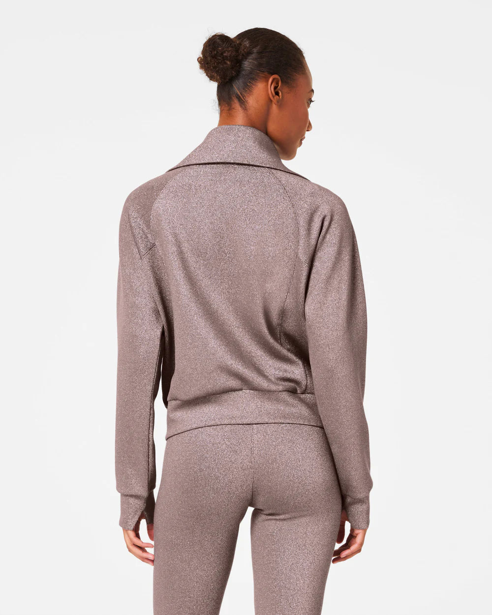 Spanx AirEssentials Half Zip Sweatshirt - Smoke Silver Shimmer