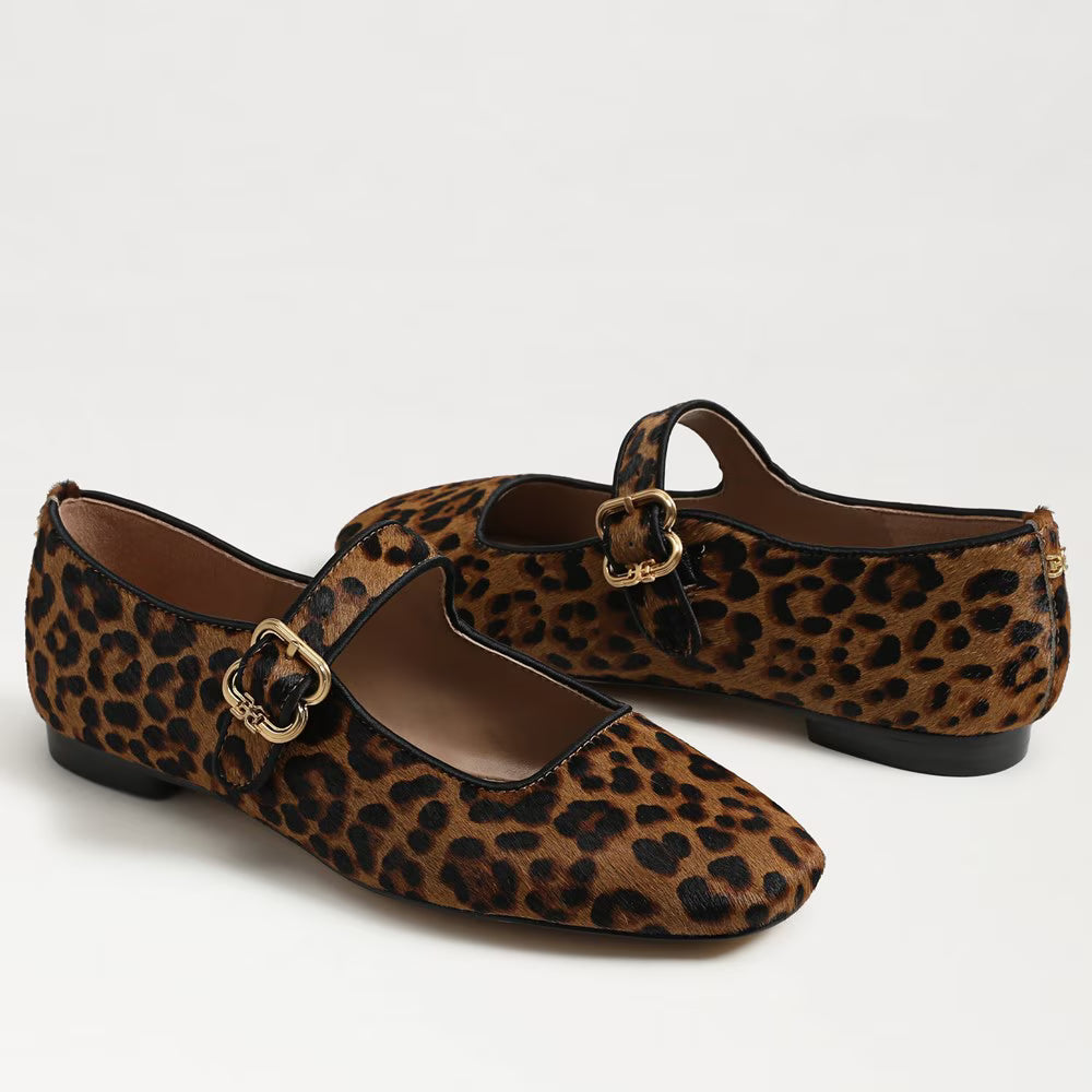 Sam Edelman Michaela Mary Jane Flat - Leopard Brahma Hair Leather