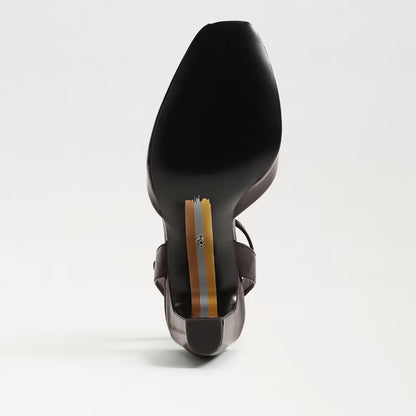 Sam Edelman Wrenna Ankle Strap Pump - Rich Chocolate Patent Leather