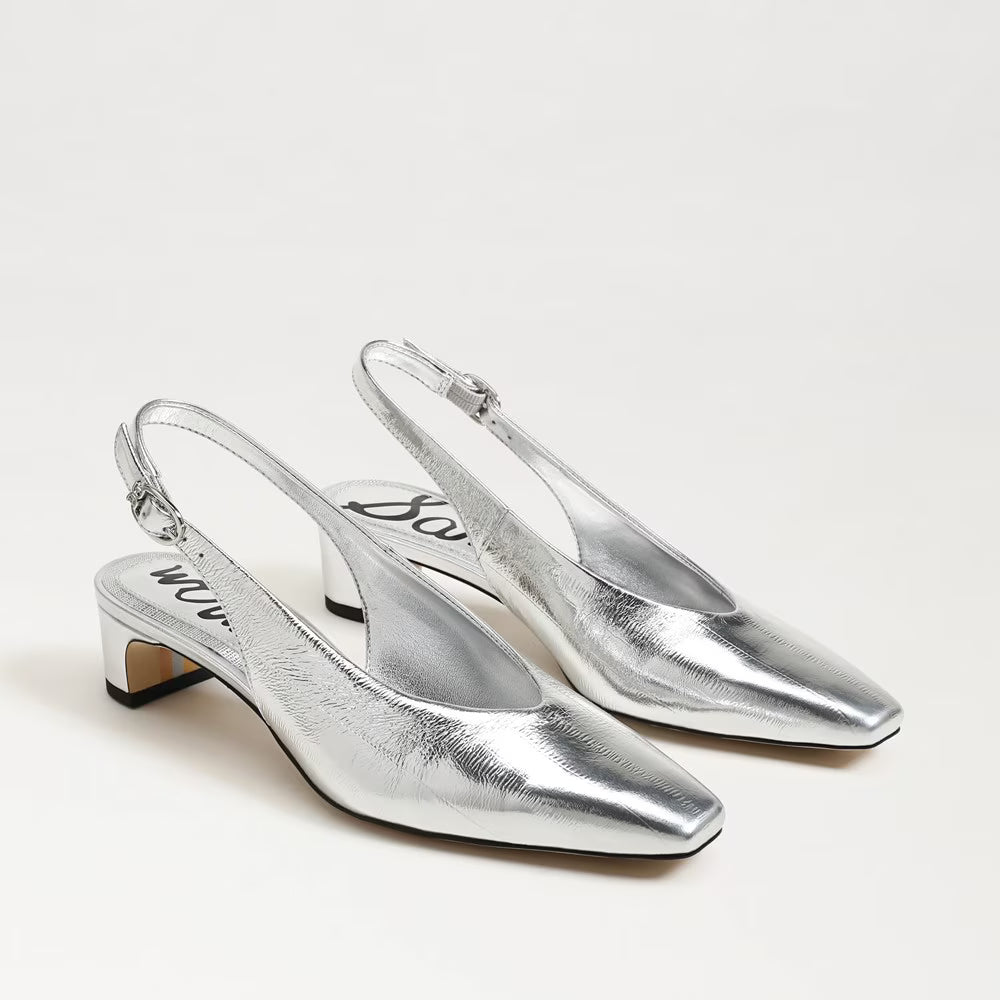 Sam Edelman Ronnie Slingback Heel - Silver Patent Leather