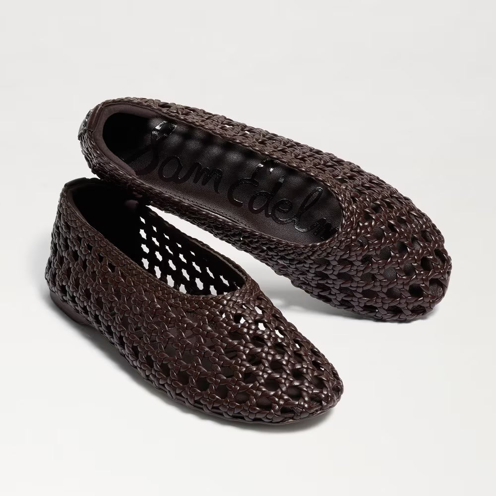 Sam Edelman Shira Woven Ballet Flat - Dark Brown Woven Leather