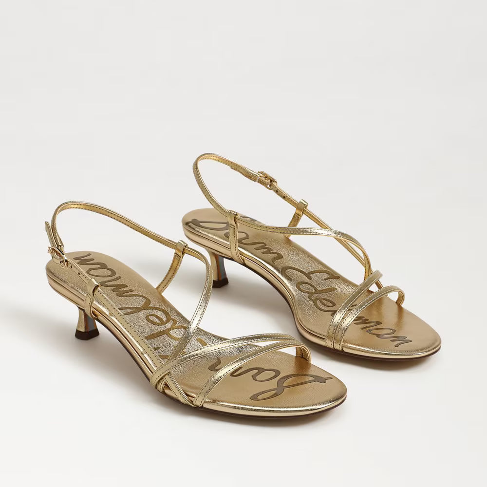 Sam Edelman Cora Kitten Heel Sandal - Amber Gold Leather