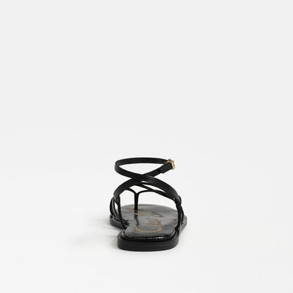 Dakota Ankle Strap Sandal - Black Leather