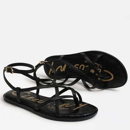 Dakota Ankle Strap Sandal - Black Leather